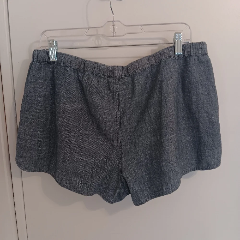 J. Crew Factory Drawstring Indigo Chambray Shorts 100%Cotton Lightweight Beach M